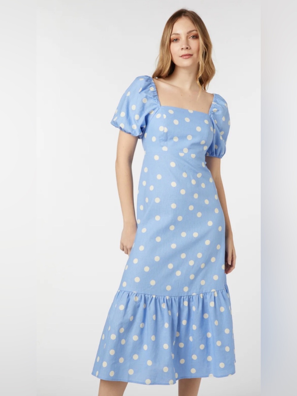 BNWOT Princess Highway Blue Polka Dot Lucy Midi Dress